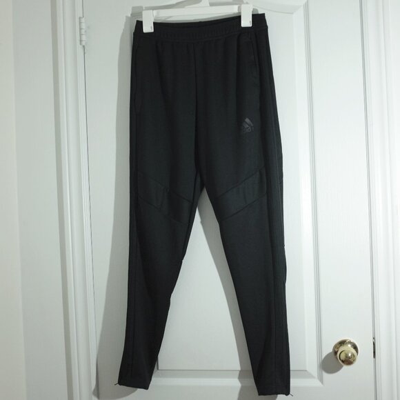 Adidas black aeroready jogger pants side zippers ankle size S - Picture 1 of 16